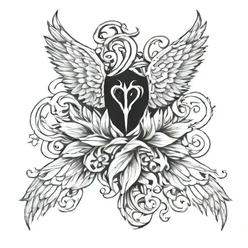 half angel half devil wings tattoo design idea