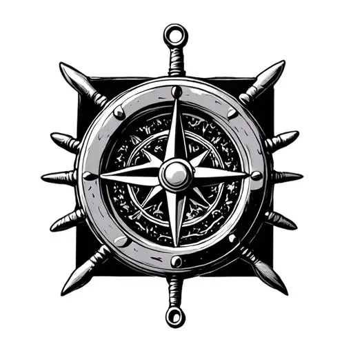 anchor wheel compass design tattoo design idea