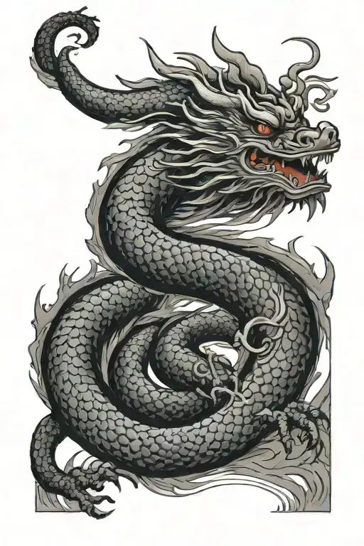 japanese red dragon tattoo design idea