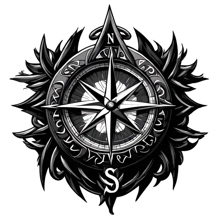 compass, North Star, Celtic knot, strength, love, live, leader amongst men. tattoo design idea