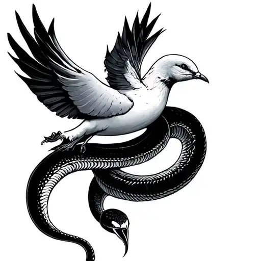 serpent and a dove tattoo design idea