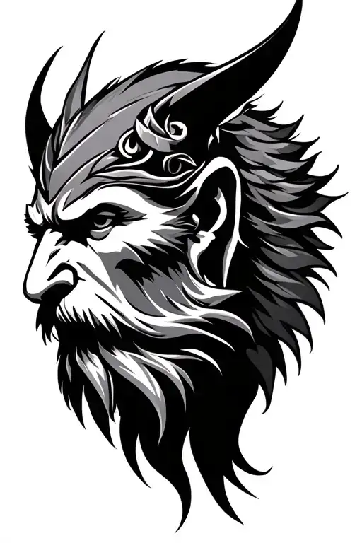 Odin face side with craw tattoo design idea