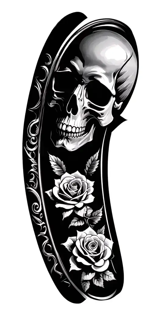 skulls rose lowrider car tattoo design idea