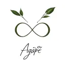 A sleek infinity symbol with the Greek word"Agape" (Ayárn) seamlessly integrated into the loop. 4 olive leaves tattoo design idea