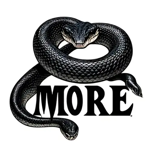 black mamba snake with word MORE tattoo design idea
