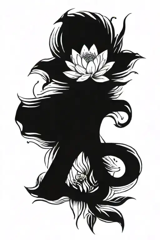 aum symbol with ankh cross and water lily symbolizing adaptability, strength and peace tattoo design idea