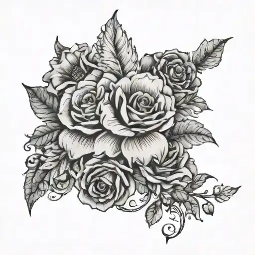 forever and ever amen fine line flowers and lace tattoo design idea