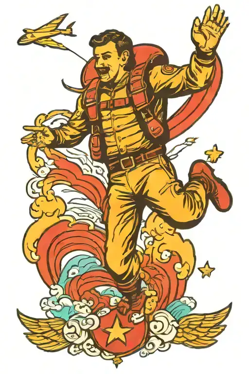 skydiver freefalling tattoo design idea