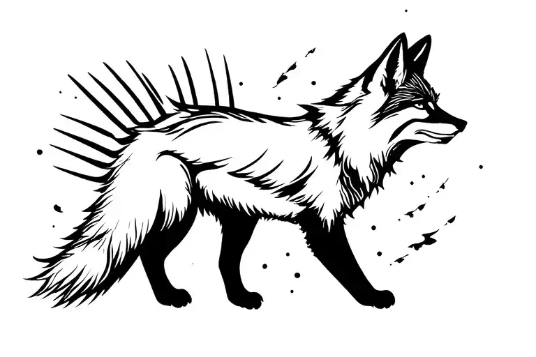 Fox full body tattoo design idea