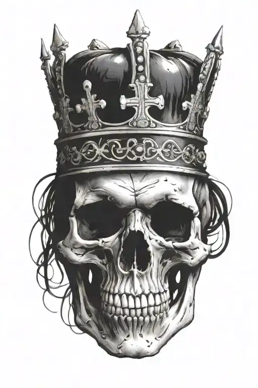 skull with simple crown with crosses tattoo design idea