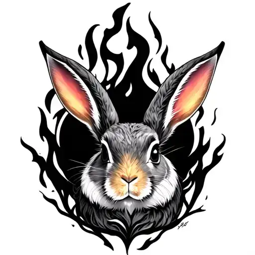 fire rabbit virgo zodiac sign tattoo design idea
