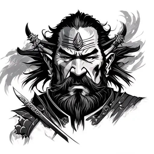 old ronin warrior just the face tattoo design idea