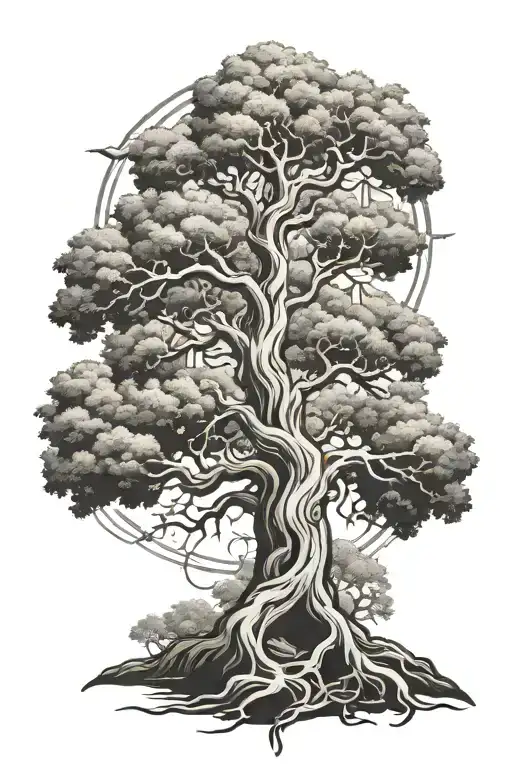 yggdrasil tree saint michael tattoo design idea