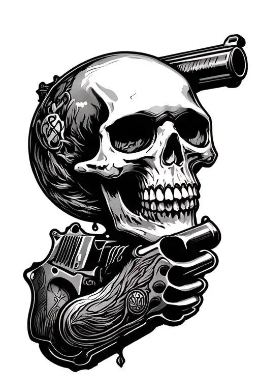 die young skull gun tattoo design idea