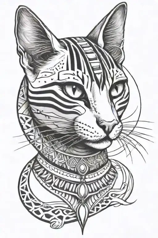 egyptian cat tattoo design idea