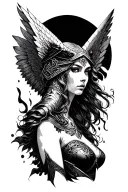 valkyrie floating tattoo design idea