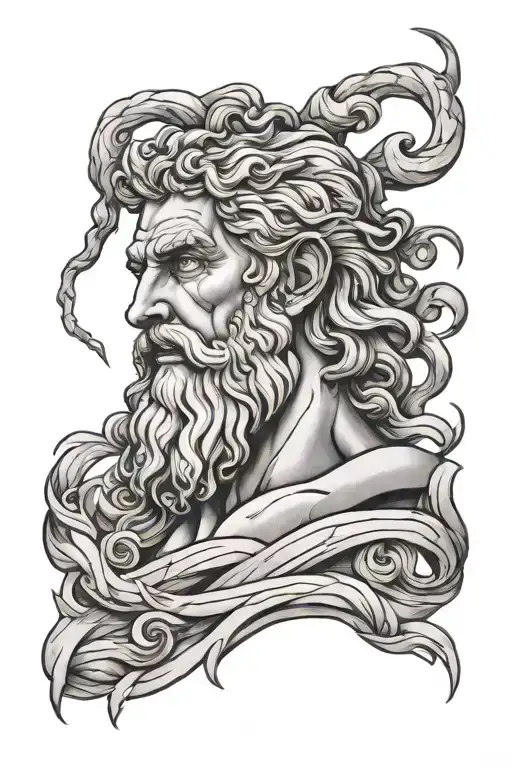 zeus with lightning tattoo design idea