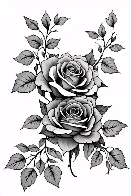 multiple rose vines large tattoo design idea