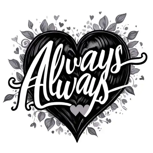 "Always" hearts one heart tattoo design idea