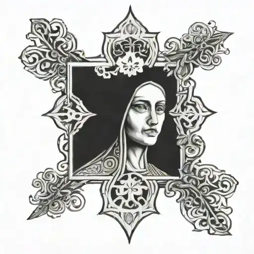 Saint Olga of Kyiv and Orthodox cross tattoo design idea