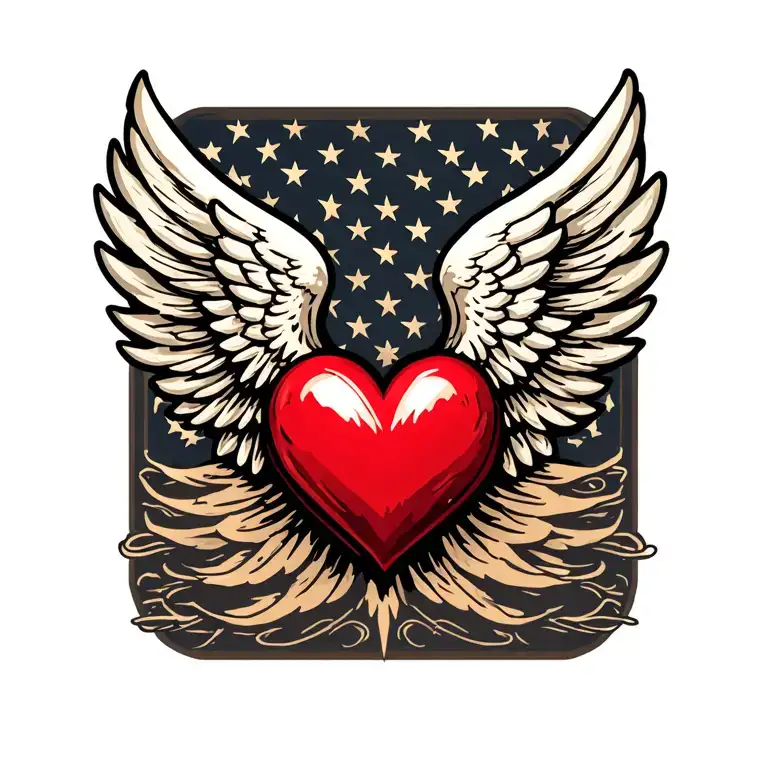 Wings with heart. No background tattoo design idea