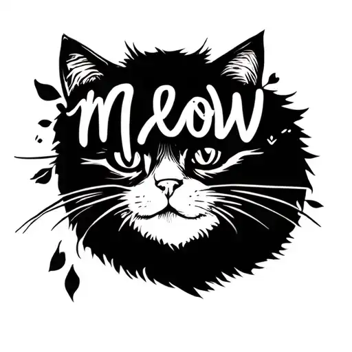 meow word handwritten cursive font just word tattoo design idea