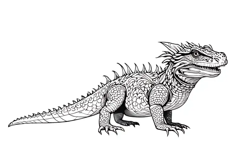 Indonesian tribal komodo dragon tattoo design idea