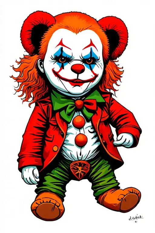 joker voodoo doll pennywise teddy bear tattoo design idea