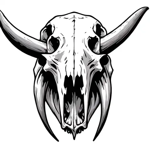 Walrus skull with tusks tattoo design idea