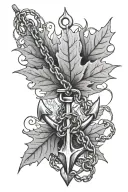 maple leaf, anchor, chain wrapped length wise tattoo design idea