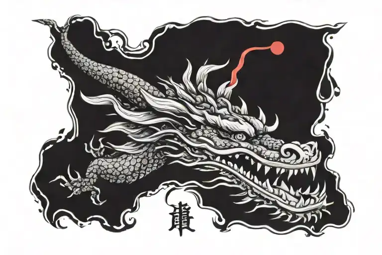 ANCIENT DRAGON FACE CHINESE tattoo design idea