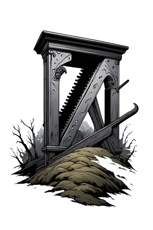Guillotine On a hill  tattoo design idea