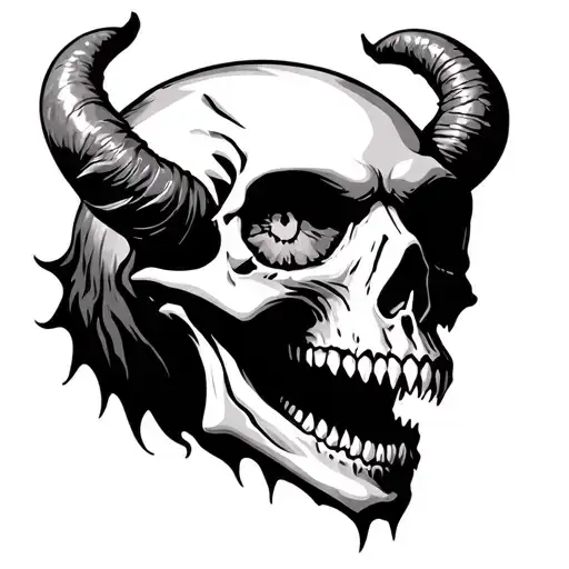 funny demon skull tattoo design idea