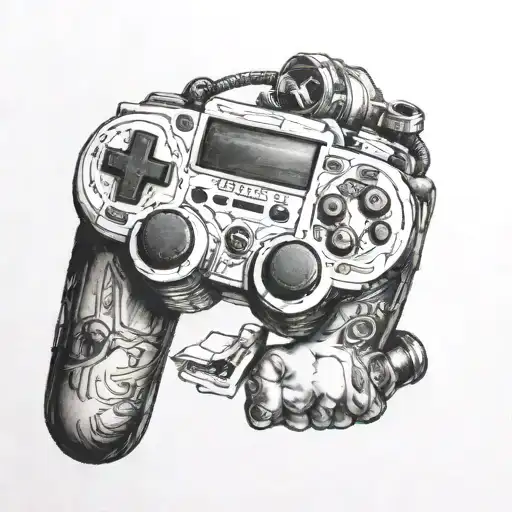 90s, gangsta, gamer tattoo design idea