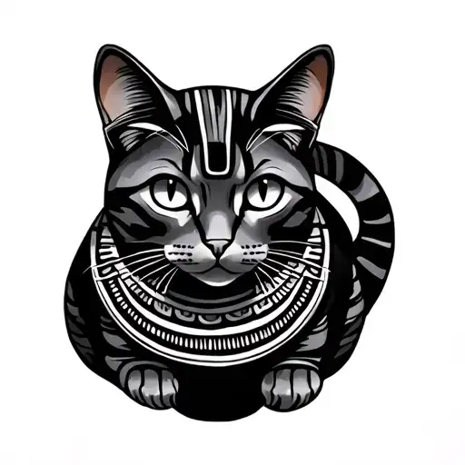 egyptian cat sitting tattoo design idea