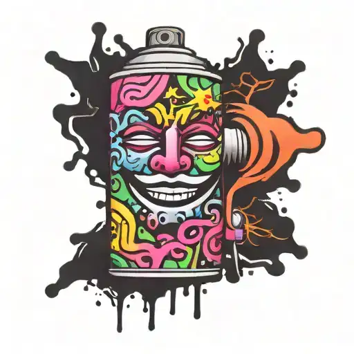 spray can with face tattoo design idea