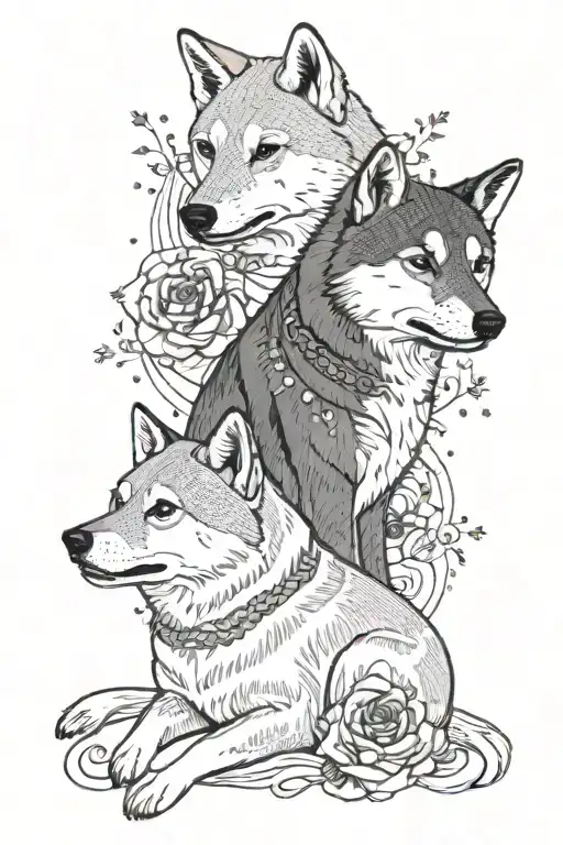 Joint tattoo for a couple, with the link to the Shiba Inu and the date of September 18, 2018 tattoo design idea
