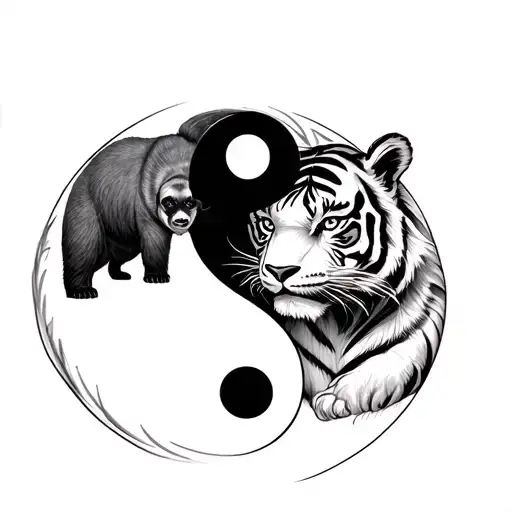 Panda Bear and Tiger Yin Yang Symbol tattoo design idea