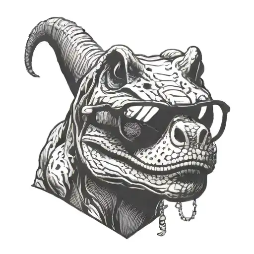 trex with sunglasses  tattoo design idea
