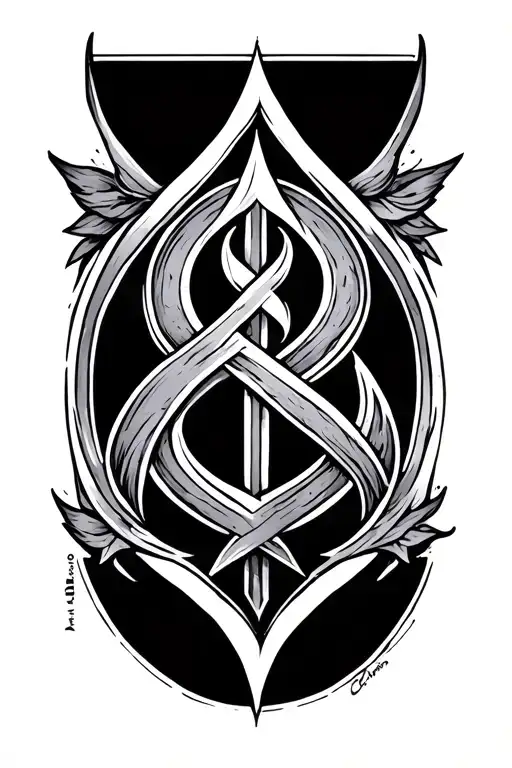 create a vertical bind rune for husband in elder tattoo design idea