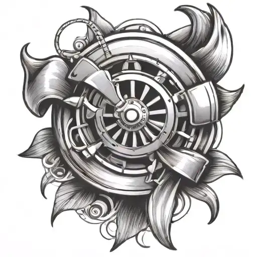 bow and turbo tattoo design idea