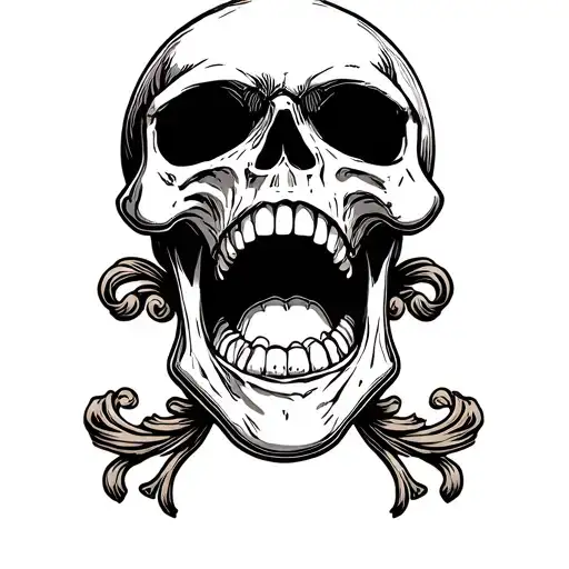 Skull mouth open tattoo design idea