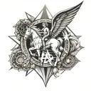 A creative fusion of architectural elements and Sagittarius symbolism, with a touch of Salvadorian culture tattoo design idea