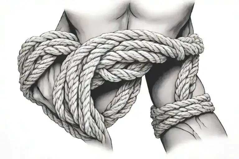 single thick rope wrapped around forearm underneath elbow tattoo design idea