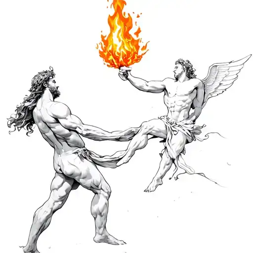 Prometheus stealing fire from the gods tattoo design idea