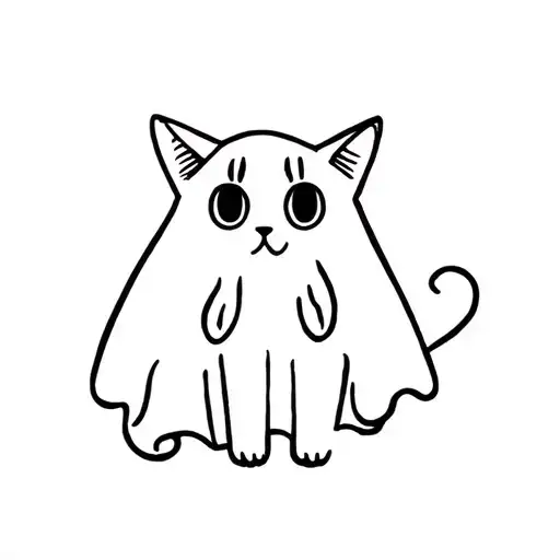 cat wearing a ghost costume tattoo design idea