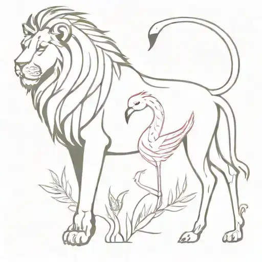 lion and flamingo tattoo design tattoo design idea