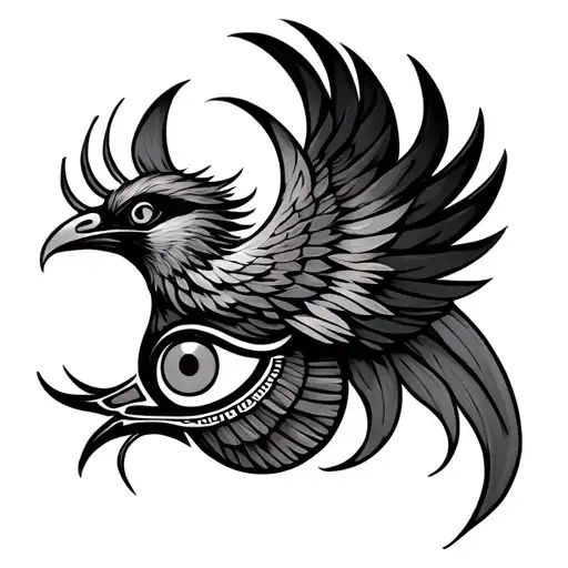 eye of Horus, phoenix bird tattoo design idea