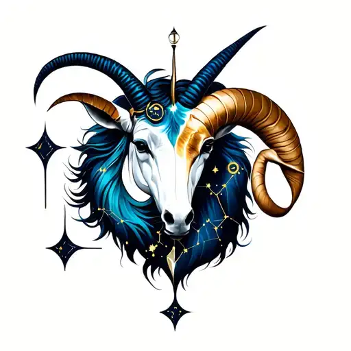 aries and capricorn constellation tattoo design idea