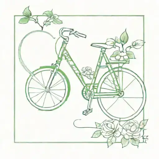 bike with infinity as part and 4 leaves clover, a heart and the mention Mahalo  tattoo design idea